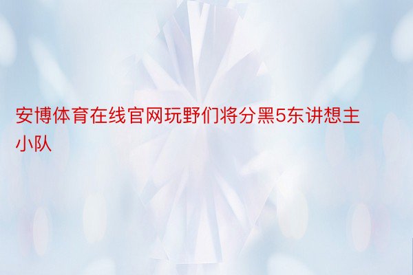 安博体育在线官网玩野们将分黑5东讲想主小队